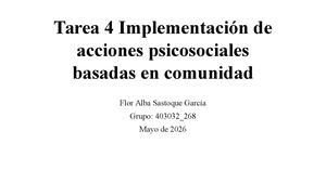 Pp Tarea 4 Implementación De Acciones Psicosociales Basadas En Comunidad