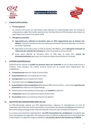 Règlement FJA