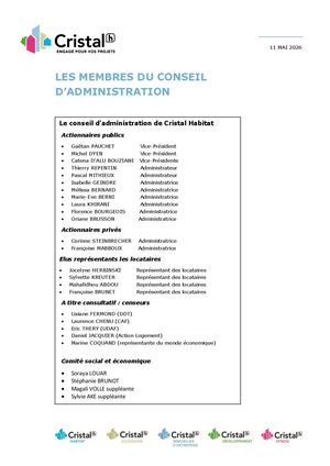 Nouveau Conseil d'administration Cristal Habitat