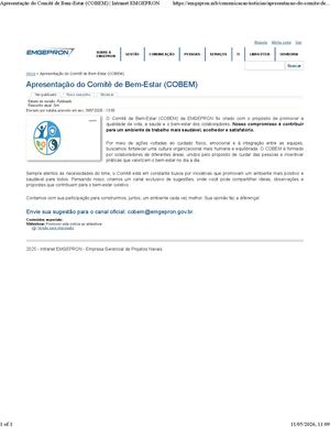 Apresentação Do Comitê De Bem Estar (Cobem)