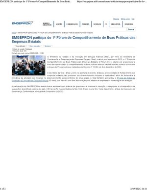Emgepron Participa Do 1º Fórum De Compartilhamento De Boas Práticas Das Empresas Estatais