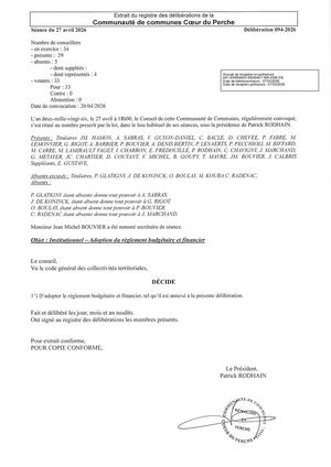 Délib 094 2026 - Institutionnel - Adoption Du Règlement Budgétaire Et Financier VISEE