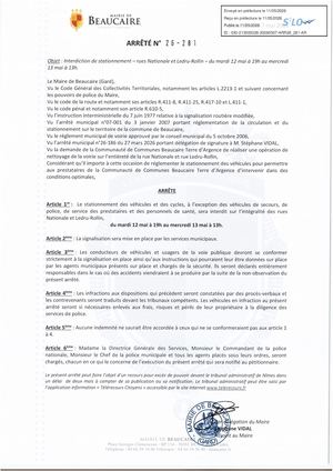 Fichier Parution Des Arrêtés N° 26 281 à 26 289 1