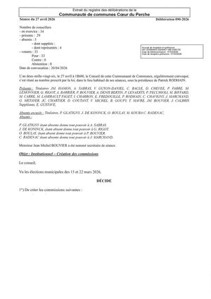 Délib 090 2026 - Institutionnel - Création Des Commissions VISEE