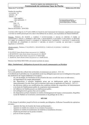 Délib 092 2026 - Institutionnel - Délégations De Pouvoir Au Président VISEE