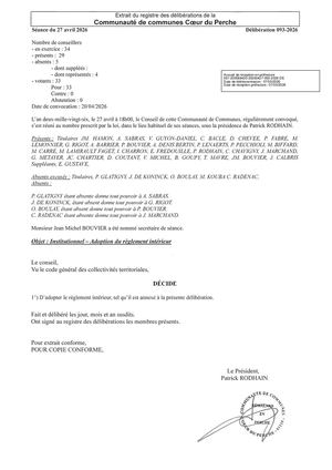 Délib 093 2026 - Institutionnel - Adoption Du Règlement Intérieur VISEE