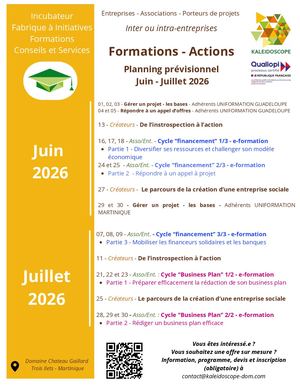 Kaleidoscope Dom Flyer Formations Programme Prévi Juin à Dec 2026 V260511