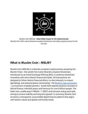 Muslim Coin (Mslm) Halal Utility Crypto For The Global Ummah
