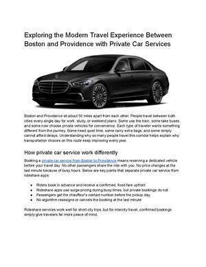 Exploring The Modern Travel Experience Between Boston And Providence With Private Car Services