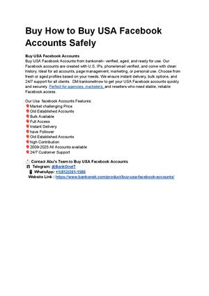 Buy How To Buy Usa Facebook Accounts Safely
