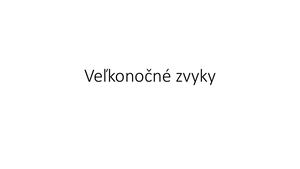 Veľkonočné Jedlá A Zvyky
