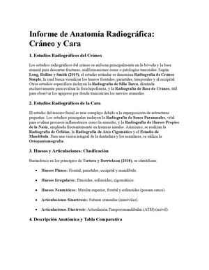 Informe de Anatomía Radiográfica: Cráneo y Cara