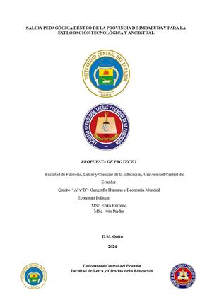 Guía Salida Pedagógica Dentro De La Provincia De Imbabura