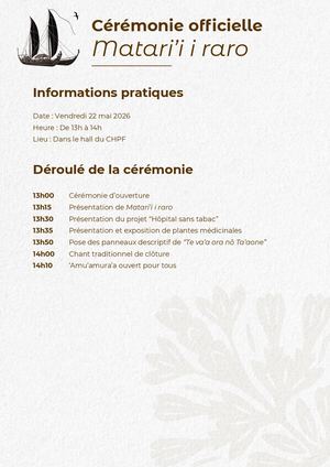 Programme Cérémonie Officielle Matari'i I Raro