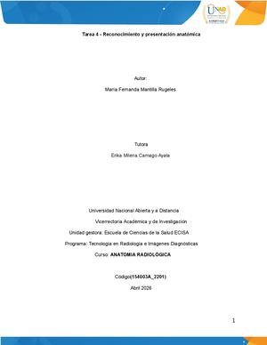 Tarea 4 Reconocimiento Y Presentación Anatómica Pdf