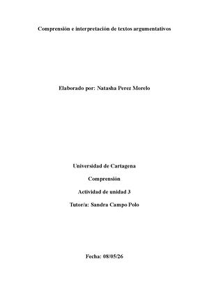 Actividad De Unidad 3 De Comprensión