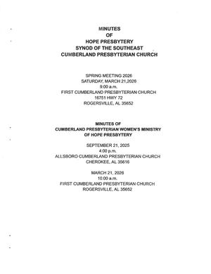 Hope Presbytery Spring 2026