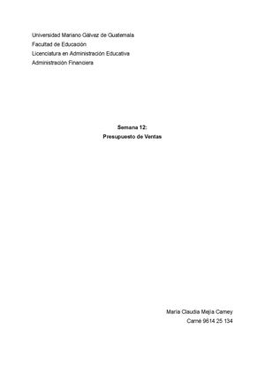 Presupuesto de Ventas