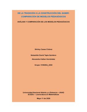 De La Tradición A La Construcción Del Saber Comparación De Modelos Pedagógicos