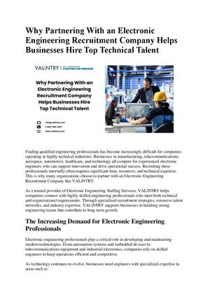 Why Partnering With An Electronic Engineering Recruitment Company Helps Businesses Hire Top Technical Talent