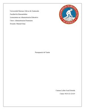 Presupuesto De Ventas Lolita Oscal