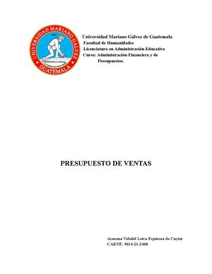 Presupuesto De Ventas