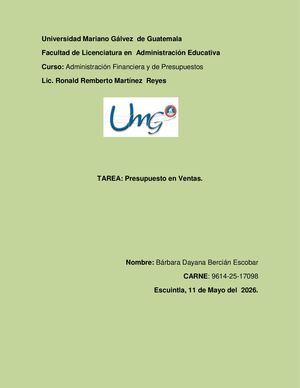 Presupuesto En Ventas Administracion Financiera