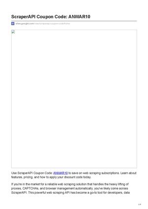 ScraperApI Coupon Code 20026: ANWAR10
