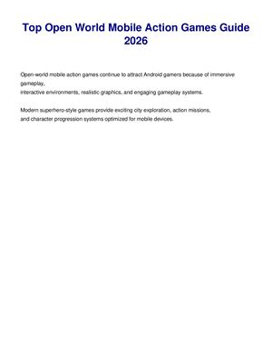 Top Open World Mobile Action Games Guide 2026