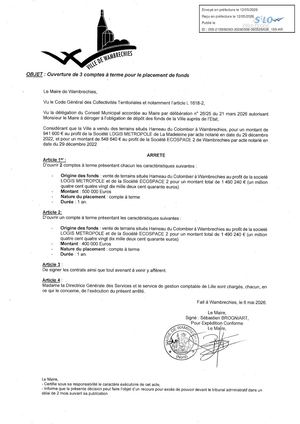 26-195 ouverture de 3 comptes à terme pour le placement de fonds