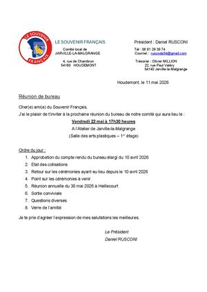 Invitation Réunion Bureau 2026 05 22