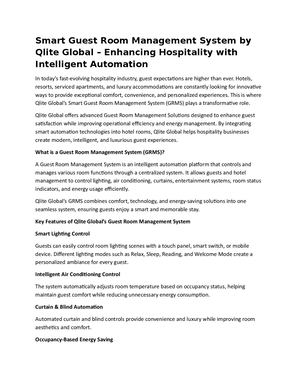 Smart Guest Room Management System By Qlite Global – Enhancing Hospitality With Intelligent Automation