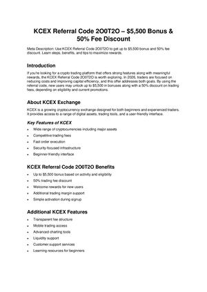Kcex Referral Code May 2026: 2O0T2O - Join to Get Free Bonus