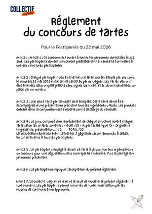 Réglement Concours Tartes Festiparvis Mai 2026