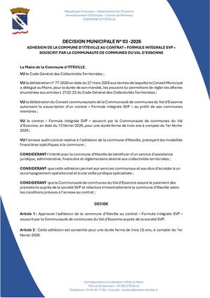DM 03 2026 - ADHESION DE LA COMMUNE D'ITTEVILLE AU CONTRAT
