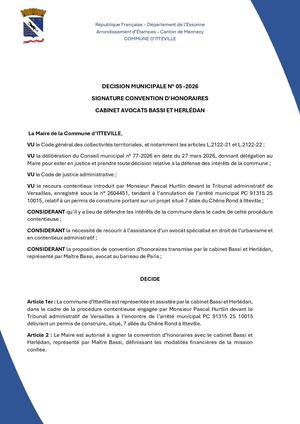 DM 05 2026 - Signature Convention D'honoraires Cabinet Avocats Bassi Et Herlédan