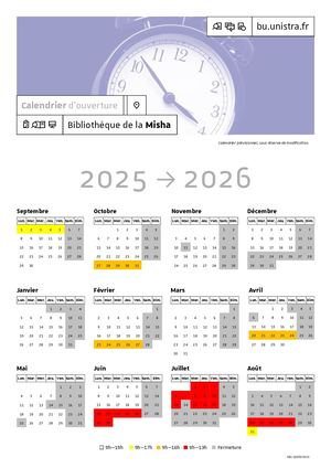 Calendrier Prévisionnel D'ouverture Misha 2025 2026