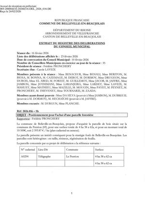 DEL 2026 016 ACTE TPN Achat Parcelle Forestière