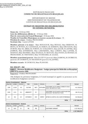 DEL 2026 027 ACTE TPN Décision Modificative N°2