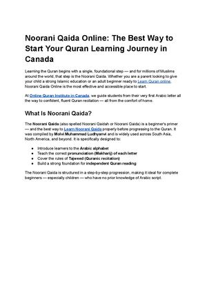 Noorani Qaida Online The Best Way To Start Your Quran Learning Journey In Canada