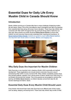Essential Duas For Daily Life Every Muslim Child In Canada Should Know