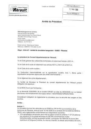 CD34 Arrêté TPH-2026-161-ATC