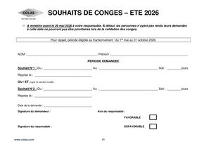 Souhaits De Conges Ete 2026
