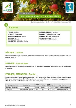 Bulletin Arboriculture N°17 Du 12 Mai 2026