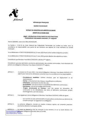 2026ar060 Délégation à Ym Chochoy