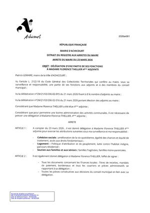 2026ar061 Délégation à F Thellier
