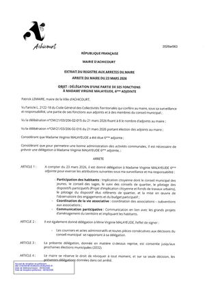 2026ar063 Délégation à V Malayeude