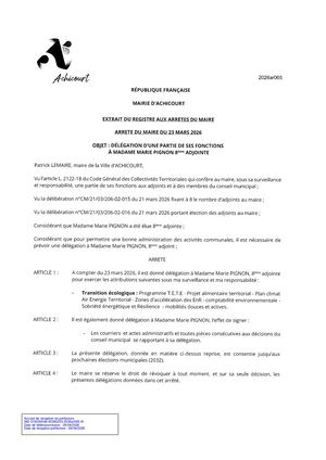 2026ar065 Délégation à M Pignon