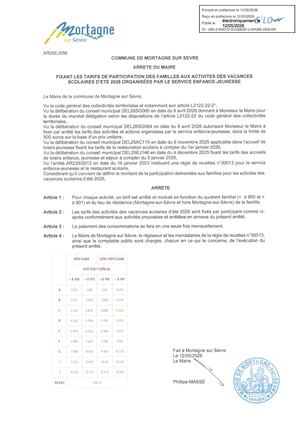 AR26EJ056 TARIFS ETE ENFANCE JEUNESSE