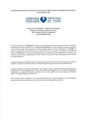 Second supplément au DI 2025 (mai 26)
